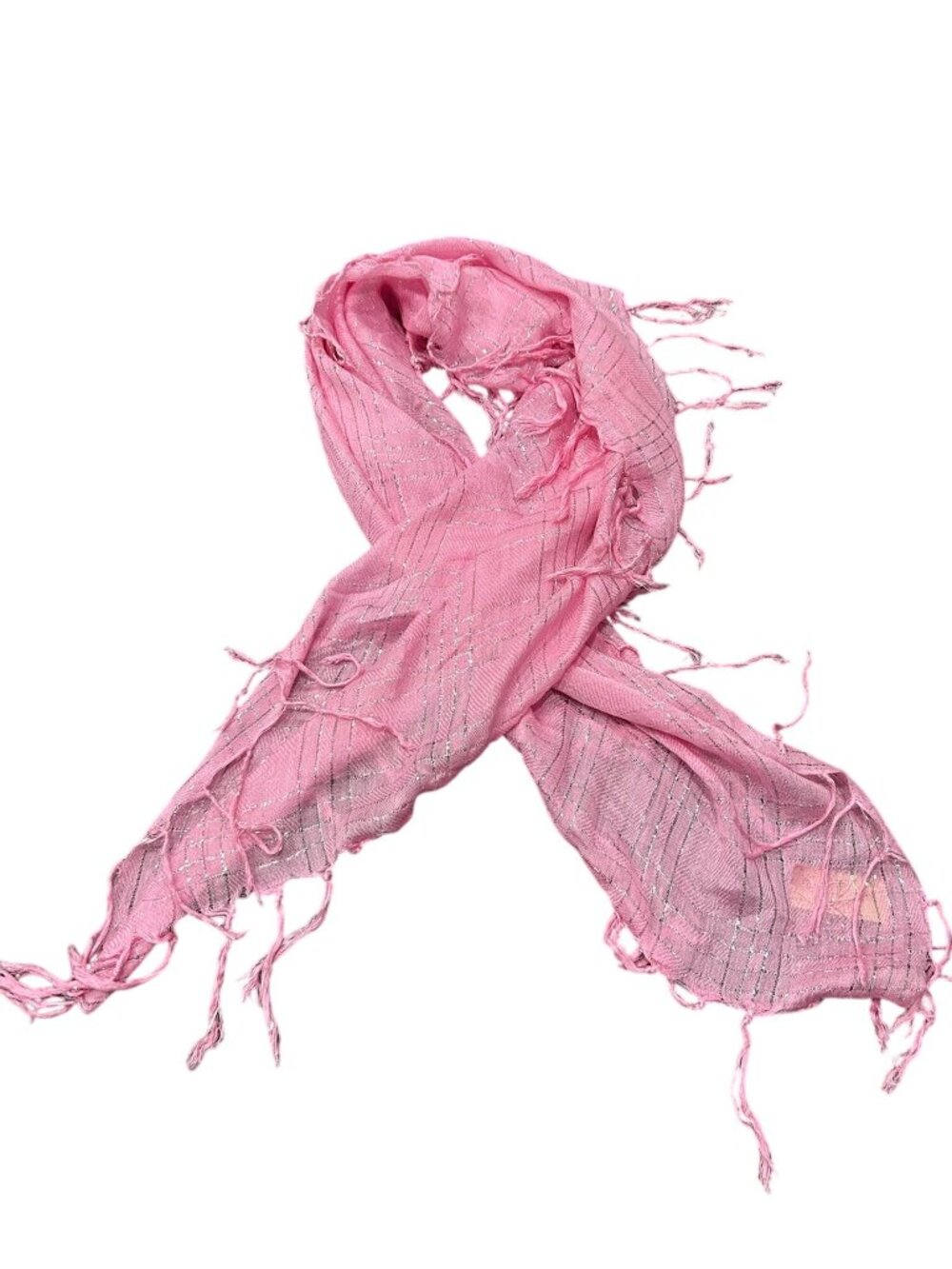Depeche Mode One Size Pink Metallic Square Fringe Scarf Cybercore Y2K Kitschy